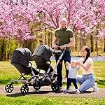 Dream On Me Track Tandem Double Umbrella Stroller in Black, Lightweight Double Stroller for Infant and Toddler, Multi-Position Reversible & Reclining Seats, Large Storage Basket and Canopy - Image 2