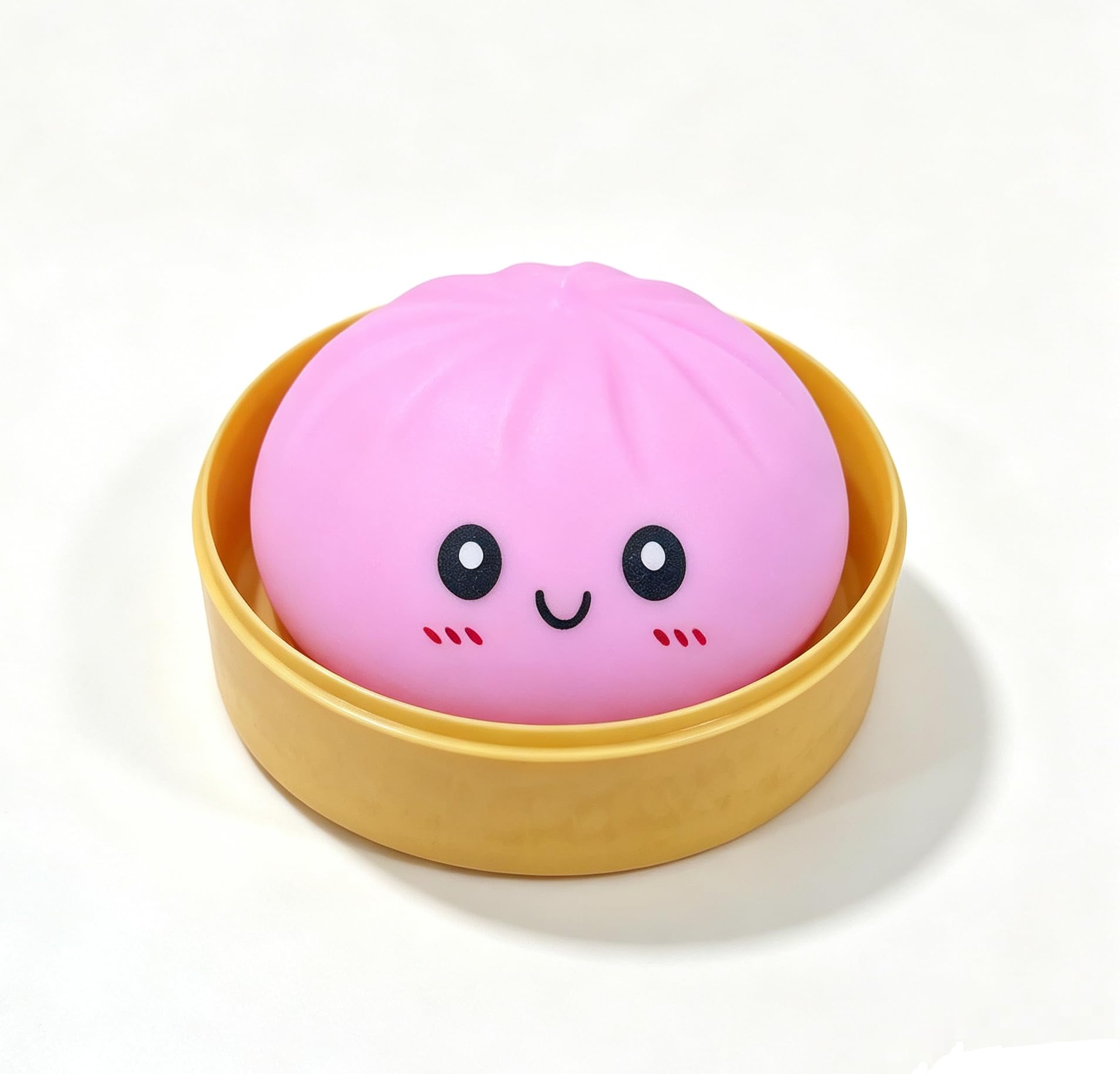 Steamed bun squeeze toy Stress Ball Toy in Steamer Basket (Pink)