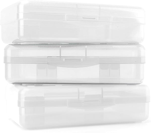 Plastic Pencil Box, Large Capacity Pencil Cases, 1 Pack Hard Pencil Case, Clear Crayon Box with Snap-tight Lid Stackable