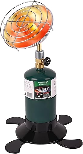 Calentador de tienda de campaña para campamento, calentador de propano al aire libre, 6200 BTU de potencia con válvula de control y soporte para