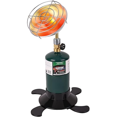 Portable Propane Heater with Catalytic Burner for Camping Outdoor Space 6200BTU Power with Control Valve Patio Heater 1lb Small Propane Gas Tank Holder Tent Garage Fishing stove buddy(Upgraded Burner)