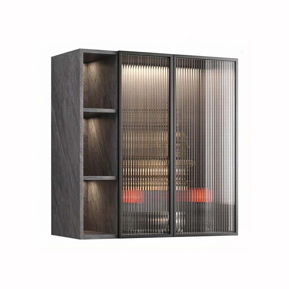 ZENY896V Mandir Wall-Mounted Spiritual Niche Cabinet Glass-Door Altar shrine altar(Large)