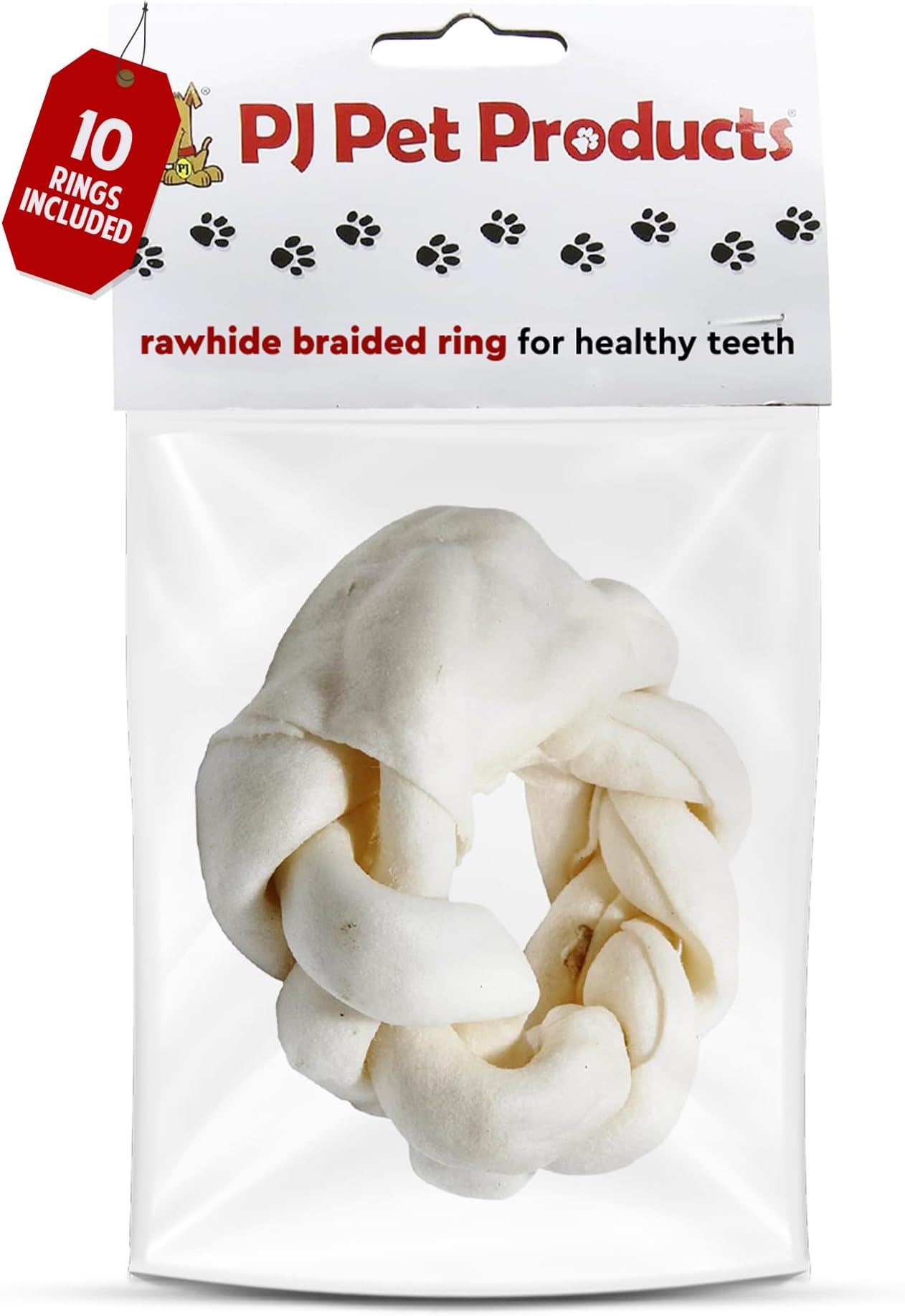 PJ Pet Poducts Rawhide Braided Ring 11 cm 150 g (Pack of 10)
