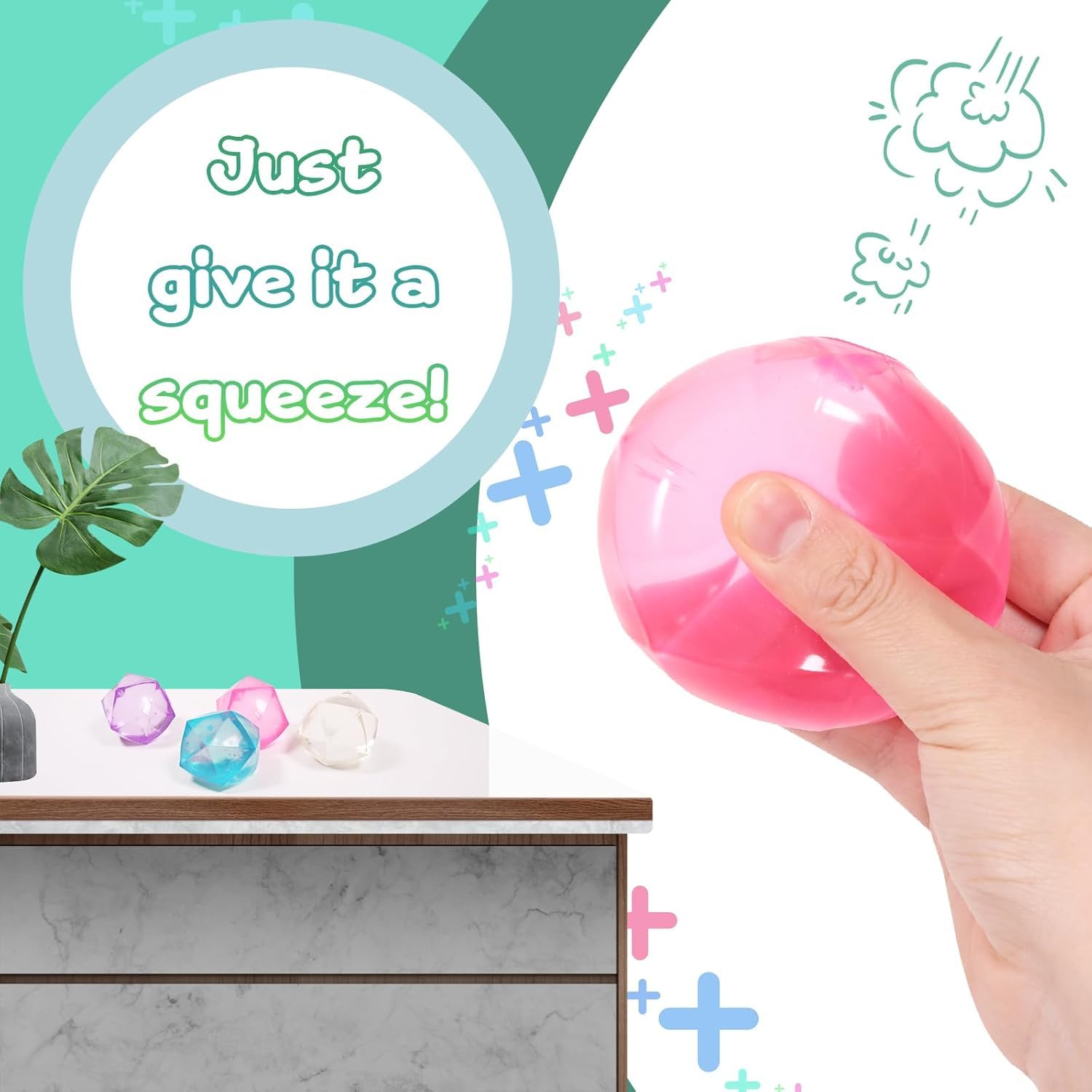 “2PCS Ice Cube Squishy Stress Balls - Multicolor Masonry Square Sensory Fidget Toys for Kids & Adults, Slow Rise Stress Relief Balls, Anxiety Therapy Toys, Fun Gift Idea” 3