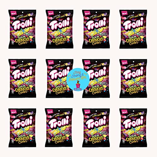Trolli Sour Crunchy Crawlers Gummies Berry Lemonade With Candy Shell And Chewy Center 12 Bags Of 3.8Oz By D'elite Box #TOP1