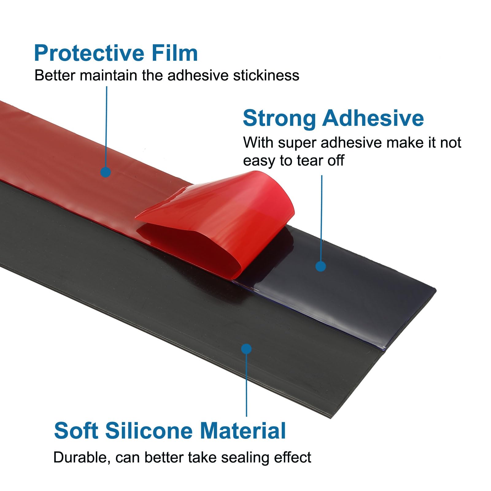 PATIKIL Silicone Weather Stripping, 33 ft x 1-3/4" Width, Black, Door Draft Stopper, Weatherproof, Soundproof, Anti-collision - Image 4