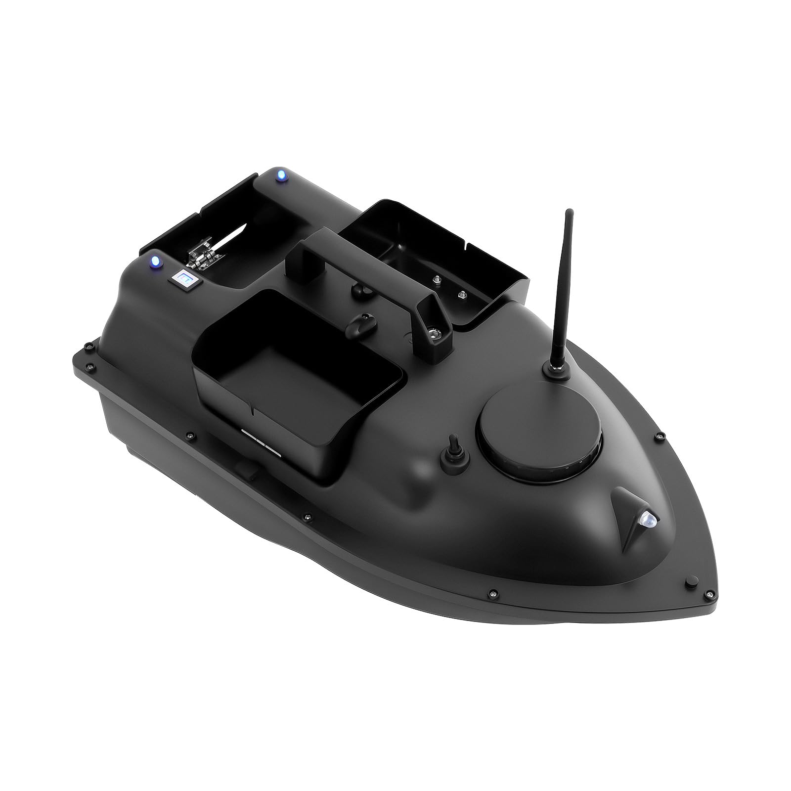 Barca telecomandata, Barca di Pesca, Pesca Carpa, Barche Esca Pesca Battle Boat Rc 500M, Barca Esca Pesca con Wireless, B-ateau Primer con 2 Motori (3 Silos Nero)