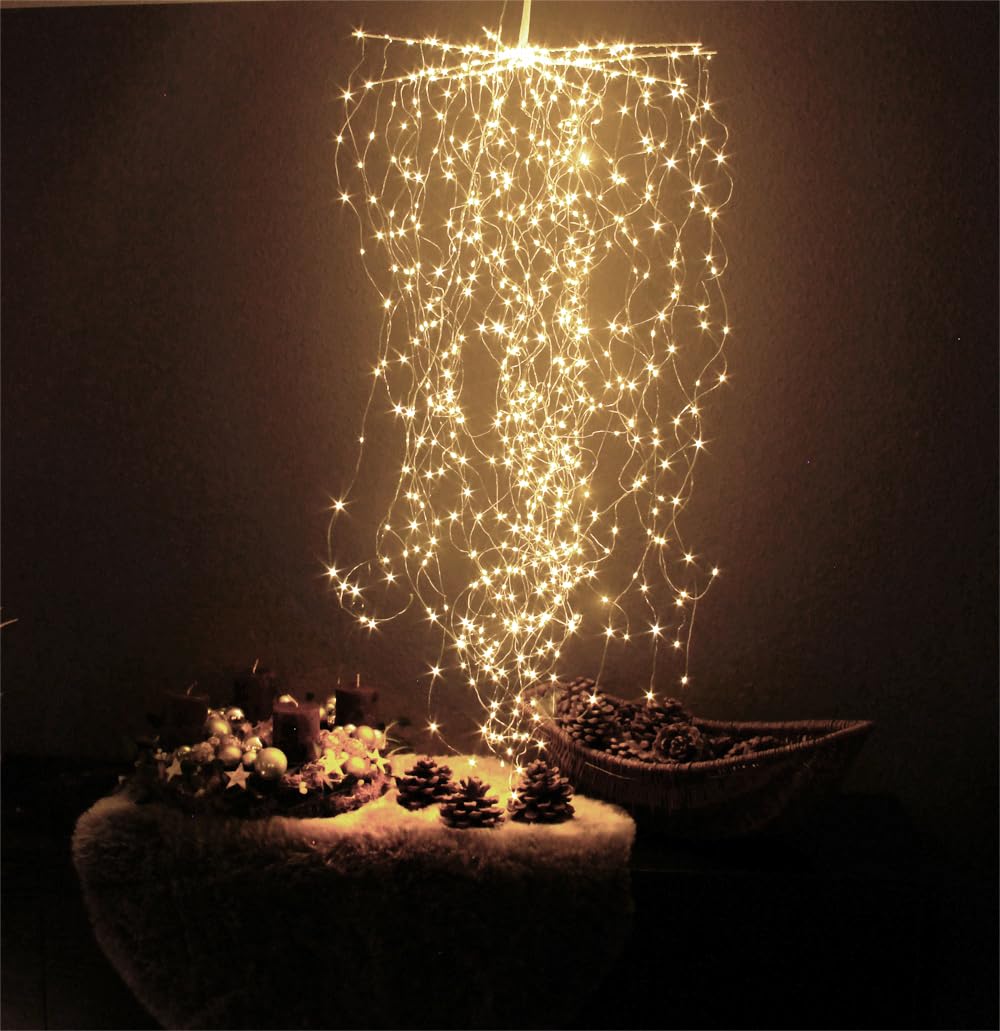 Arnusa 720 luci a LED da appendere, luce bianca calda, a cascata