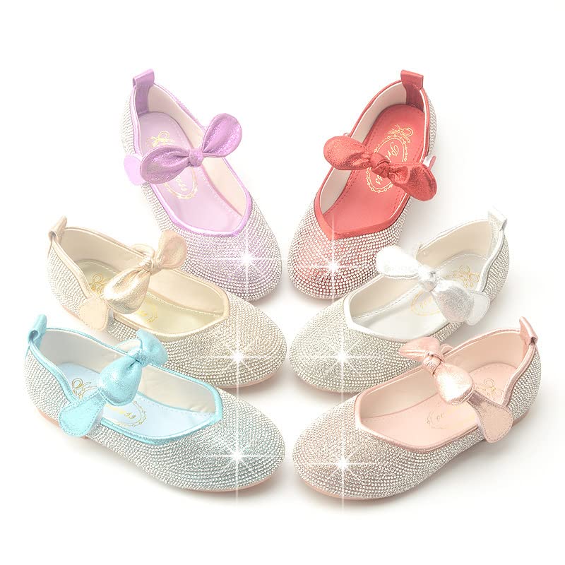 Little Girls Dress Shoes Glitter Princess Shoes with Bowknot Toddler Girl Mary Jance Flats Shoe Party Dance Sandals2