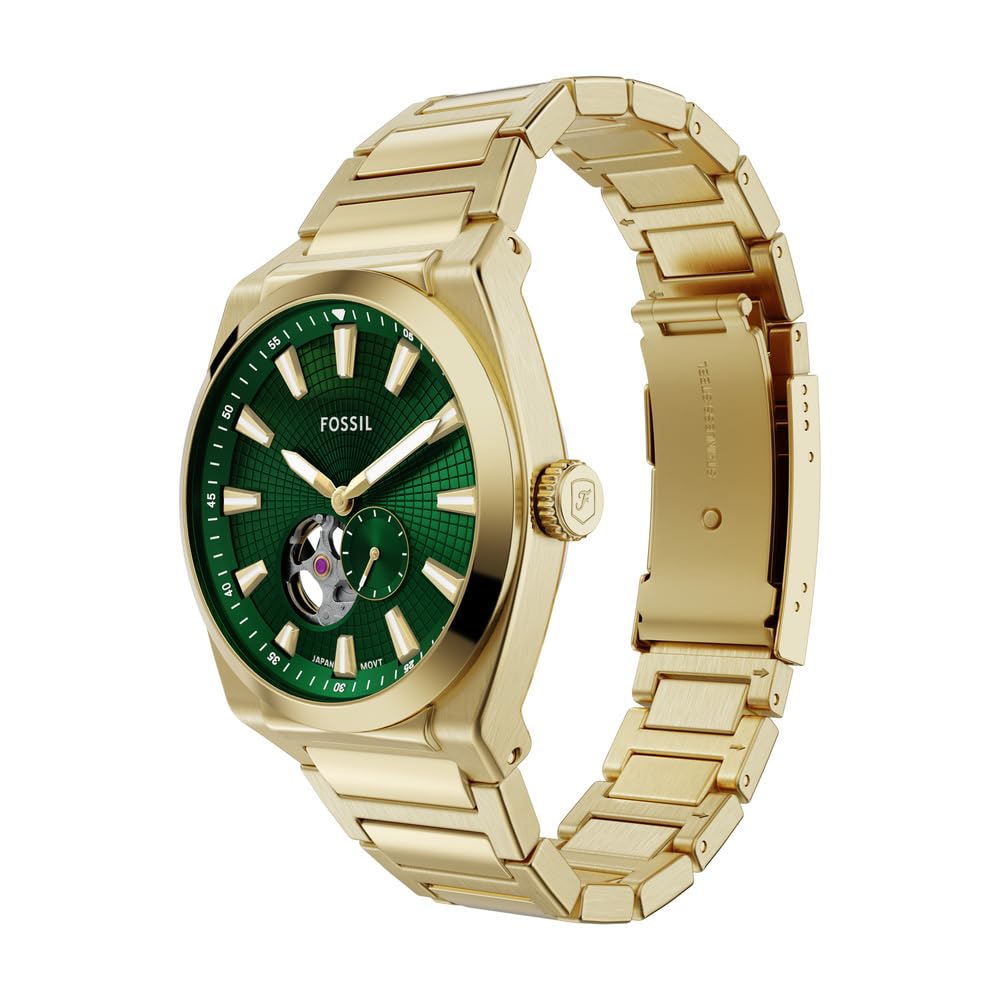 Fossil Everett Watch for Men, Automatic Three Hand Movement with Stainless Steel or Leather Strap
