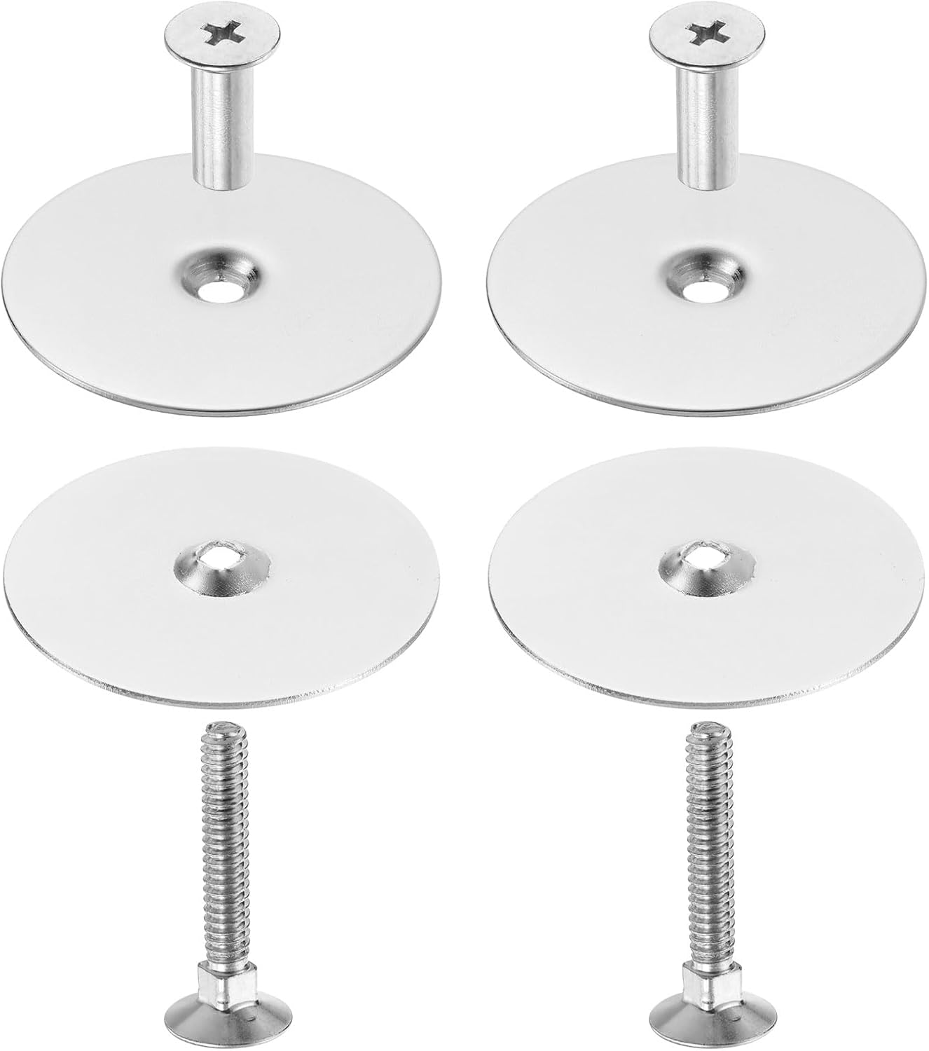 uxcell 16 Set Door Hole Cover Plate, 2-5/8" Diameter Round Deadbolt Cover Plate Metal Door Knob Handle Hole Filler Plate with Connecting Screws, Silver