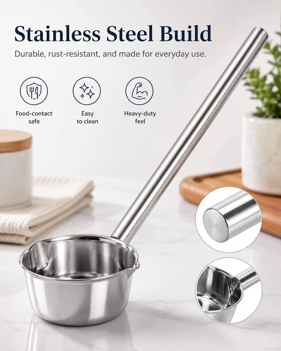 PRETYZOOM Cuchara de baño de metal de acero inoxidable, cucharón de mango largo, cuchara de baño, cucharón de agua, cuchara de riego de jardín, cuchara de sopa, cucharón de agua, cucharón de agua,