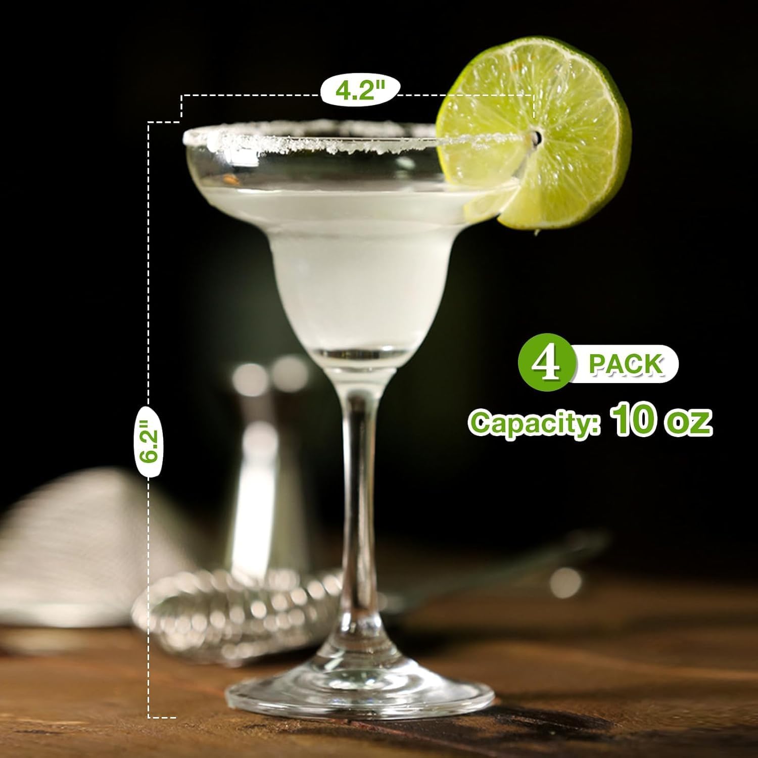 NeWine Margarita Glasses Set, 210 ml Crystal Cocktail Glasses, Martini Daiquiri Drinking Glasses, Elegant Glassware for Cocktails, 4 Piece 2