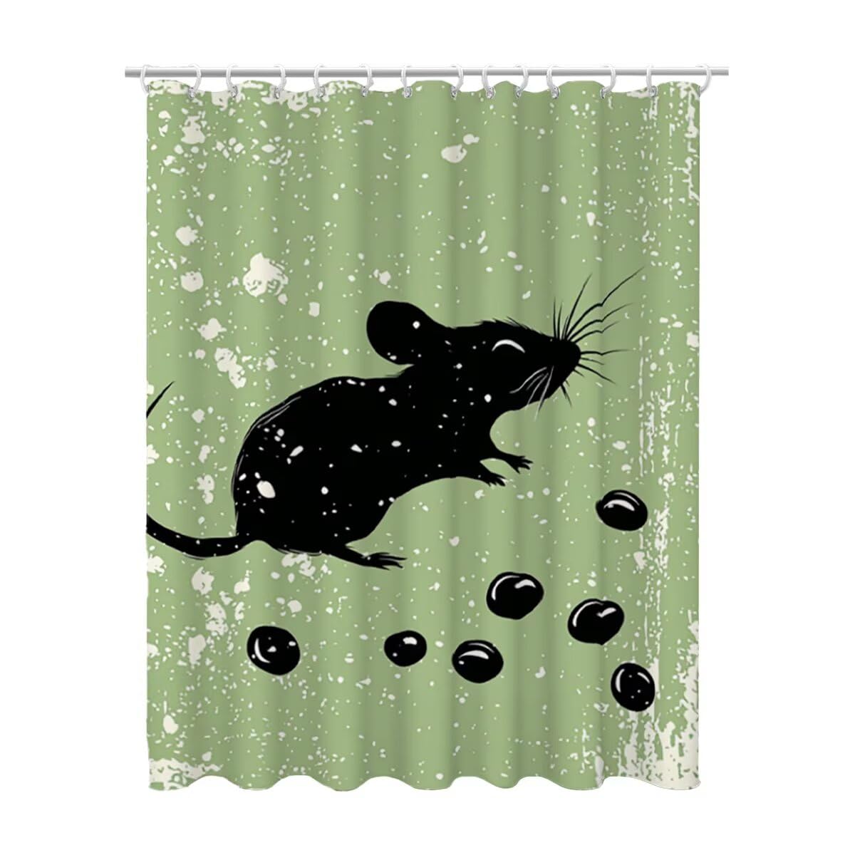 Rideau douche vert sauge 180x180 en tissu polyester imperméable lavable avec crochets