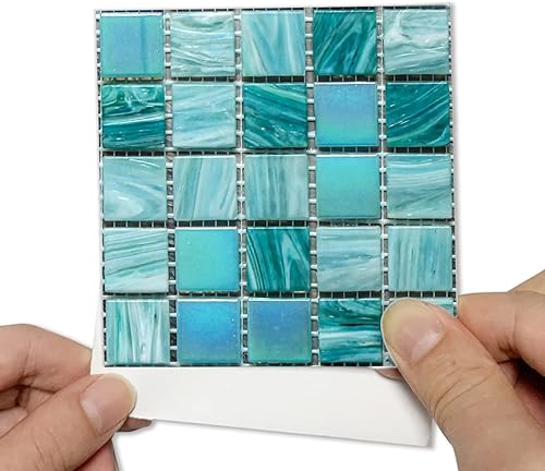 Alwayspon 25 piezas de azulejos de mosaico autoadhesivos para decoración del hogar, azulejos adhesivos para despegar y pegar, adhesivo para azulejos