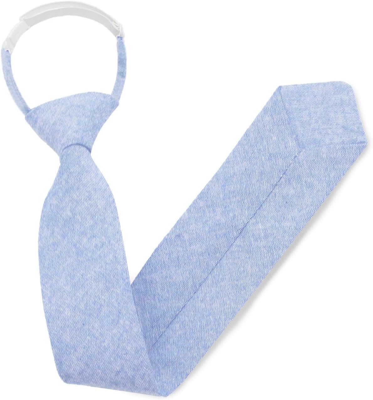 Cotton Boys Tie Adjustable Pre-tied Ties for Boys Kids Aged 5-12 Solid Color Necktie for School Wedding Party Prom