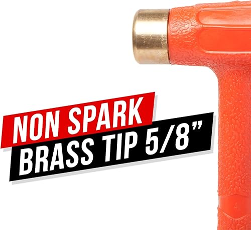 Miniatura 5 de Dead Blow Hammer 1.5lb (24oz)  Martillo de latón moldeado de Unibody, resistente al rebote y a las chispas con punta de latón de doble cabezal,
