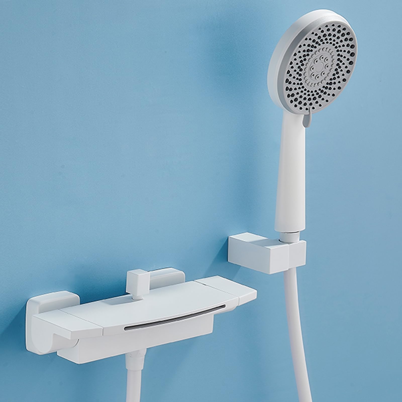 JYBNBBE Bathroom Taps Mixer Bath Taps with Mixer Shower Waterfall Hot and Cold Brass with 1.5m Hose Waterfall Bathtub Faucet for Bathroom Bathtub White