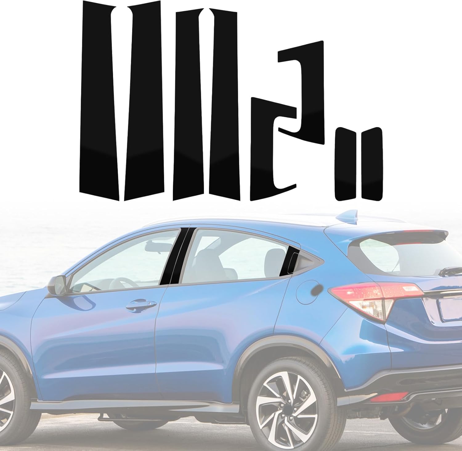 ramuel Door Window B+C Pillar Posts Pre-Cut Trim Kit Compatible with 1th Generation Honda HRV 2016-2022 Exterior Accessories Anti Scratched Side Window Molding Cover Stickers(8pcs,Glossy Black)