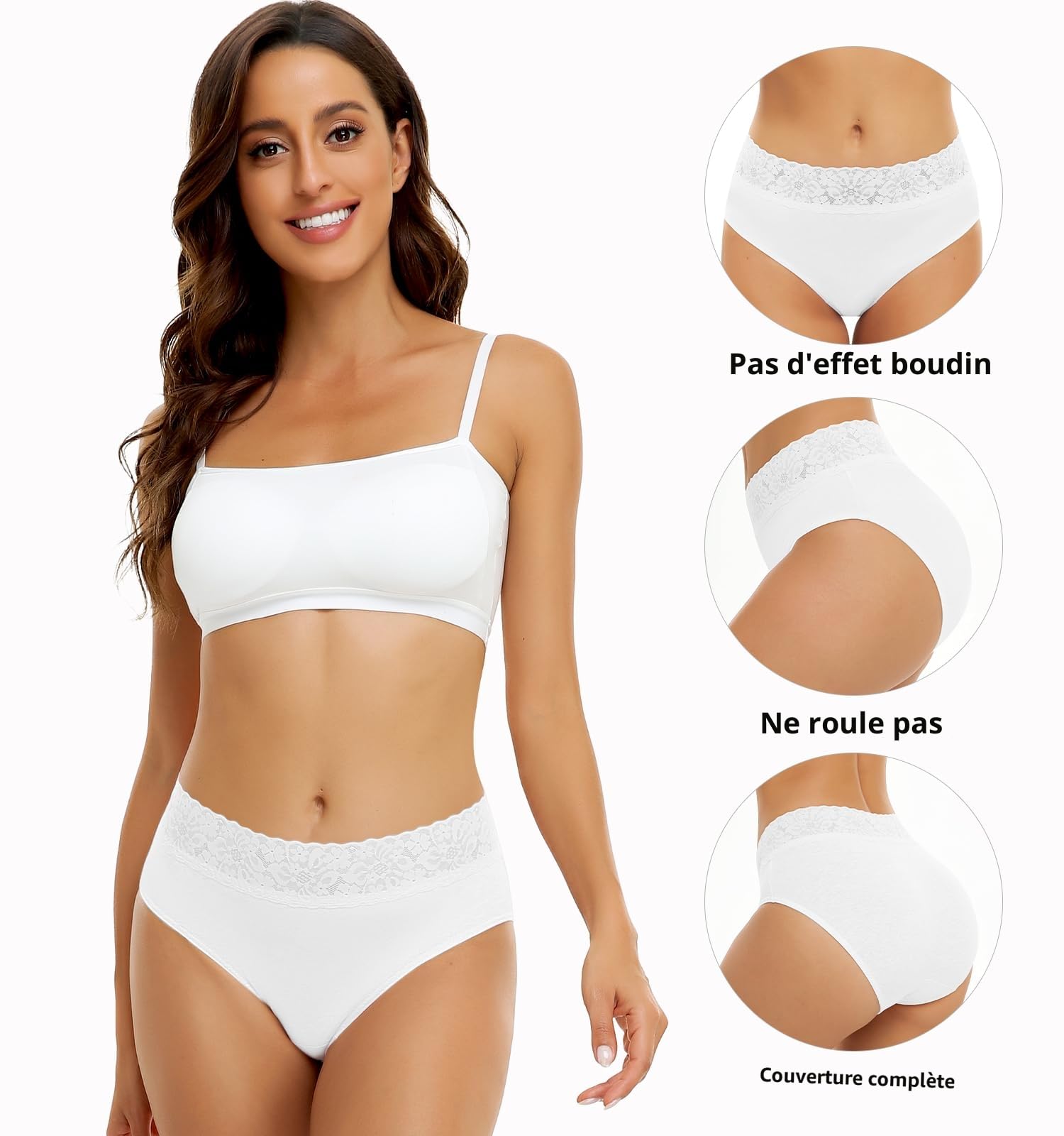 Culotte Femme Coton Confort Slips Respirant Hipster sous-vêtements Lot de 5