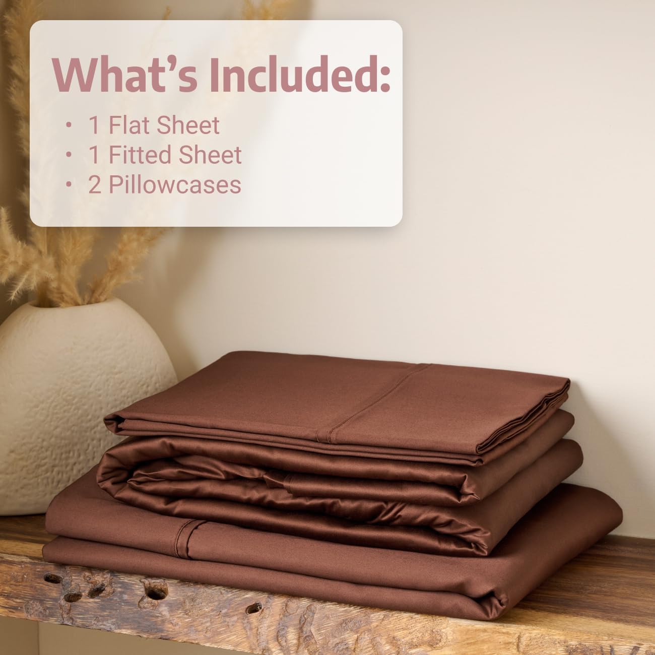 Certified Supima Cotton King 4-Piece Sheet Set|with Fiber Coin for genuity|100% American Cotton|15 Inch Deep Pocket|Ultrasoft & durableVibrant Color & Strong Fiber|Sateen Weave (Chocolate)