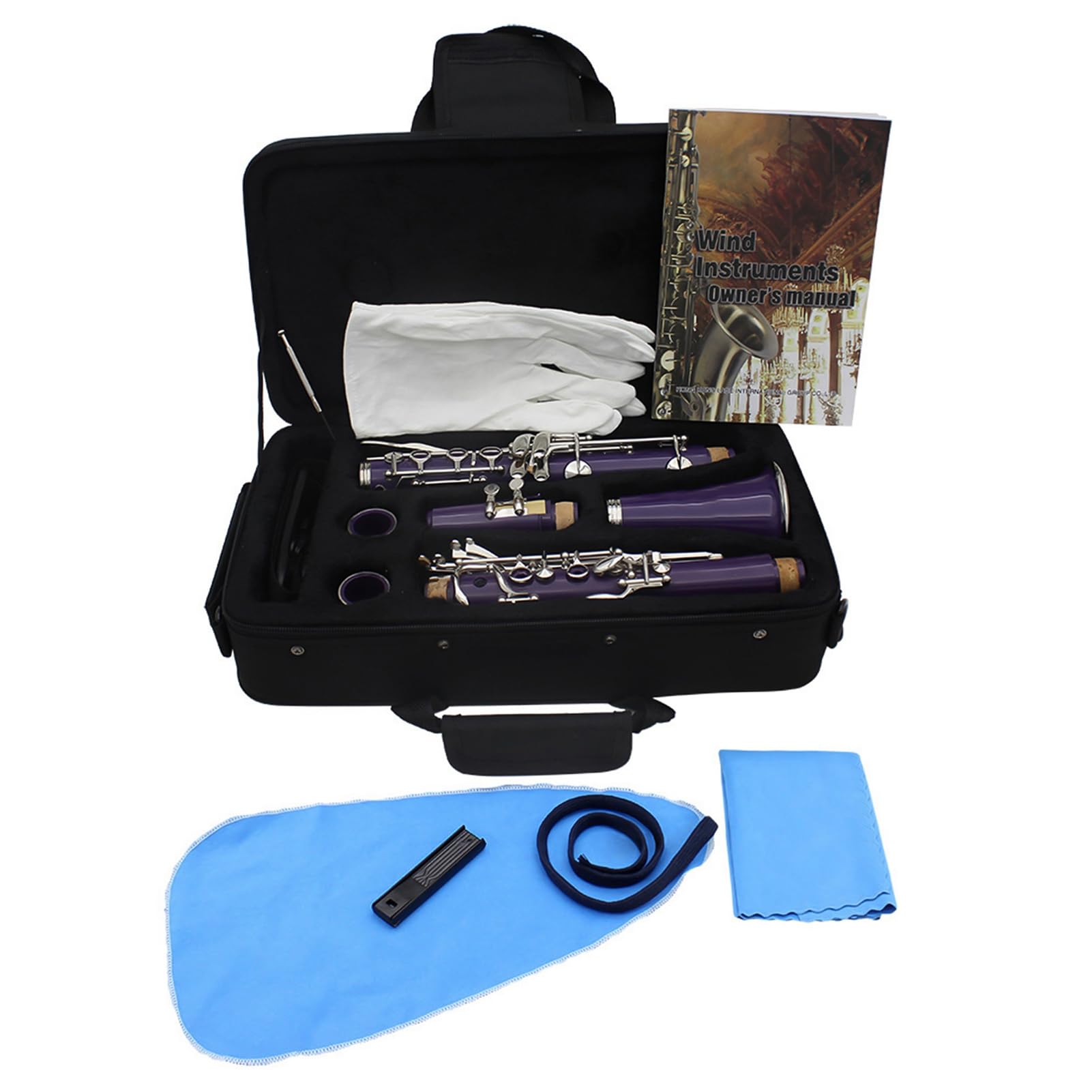 Clarinete BB de 17 Llaves, Instrumento Profesional de Viento de Madera, Diseño de ABS Liviano con Guantes, Tela de Limpieza, Destornillador y Estuche de Almacenamiento