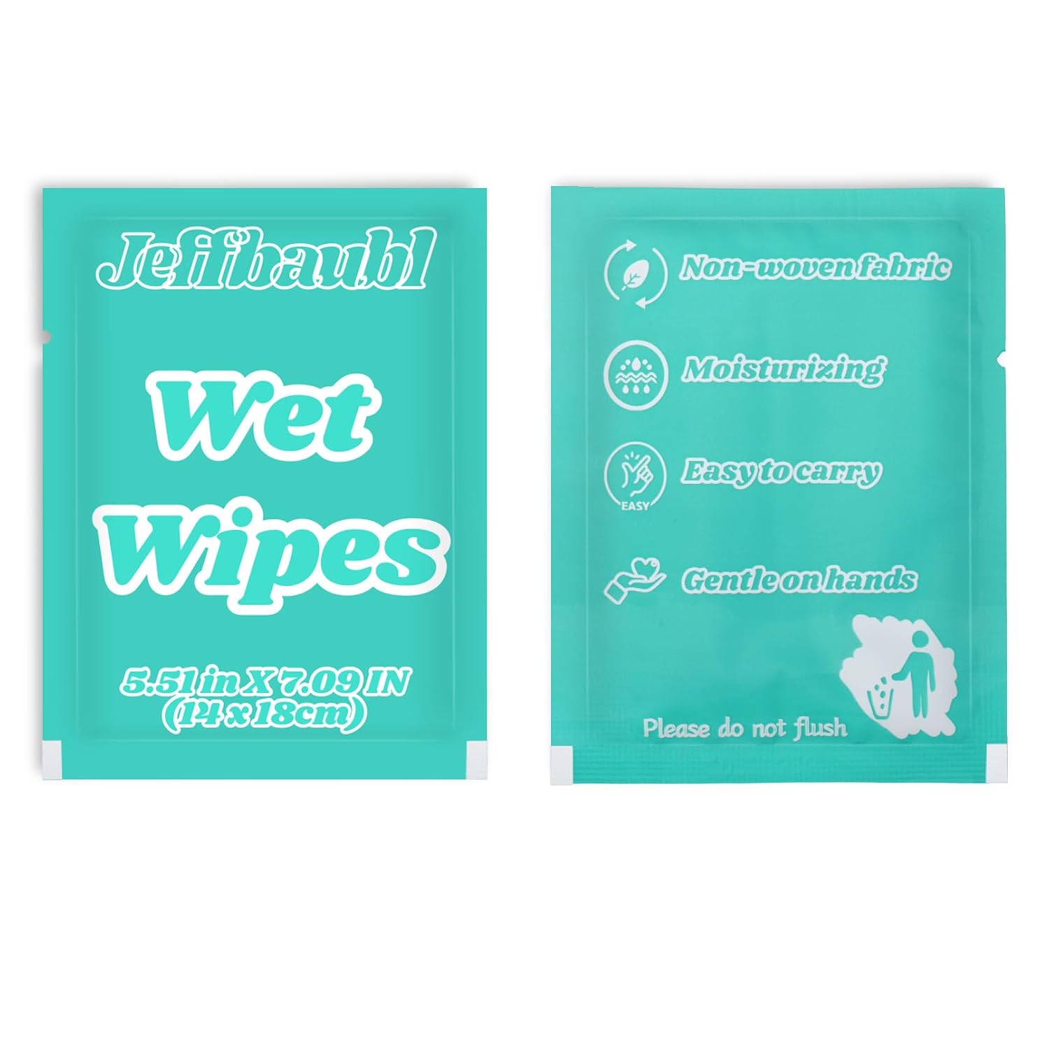 Jeffbaubl 200 Pcs Wet Wipes Bulk, Individually Wrapped Wipes, Travel Size Wipe with Vitamin E & Aloe, Disposable Skin Cleansing Wipe for Hands, Butt, Daily Use, Restaurant, Barbecue