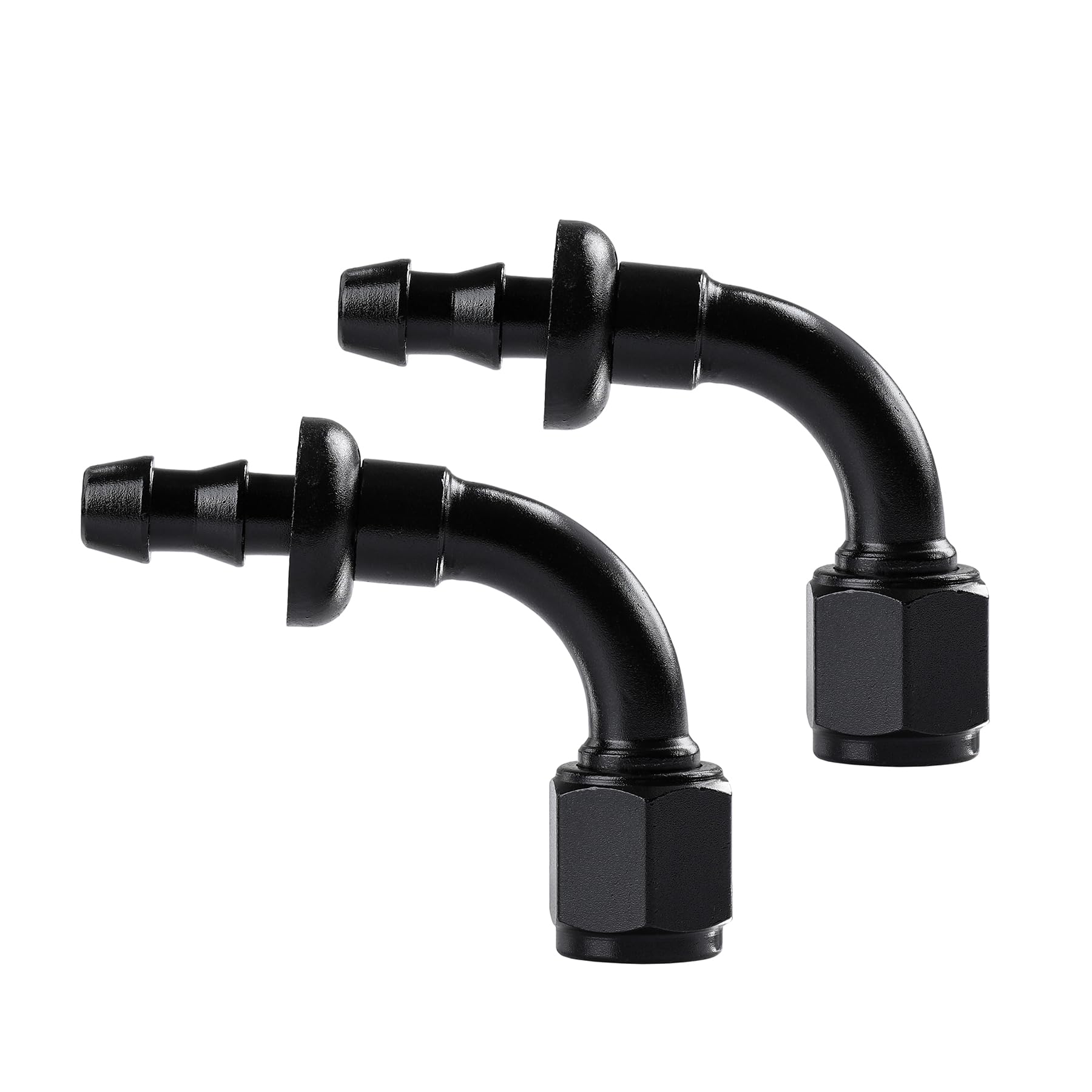 Ucreative4AN 90 Degree Push Lock Hose Fitting End Black 2PCS