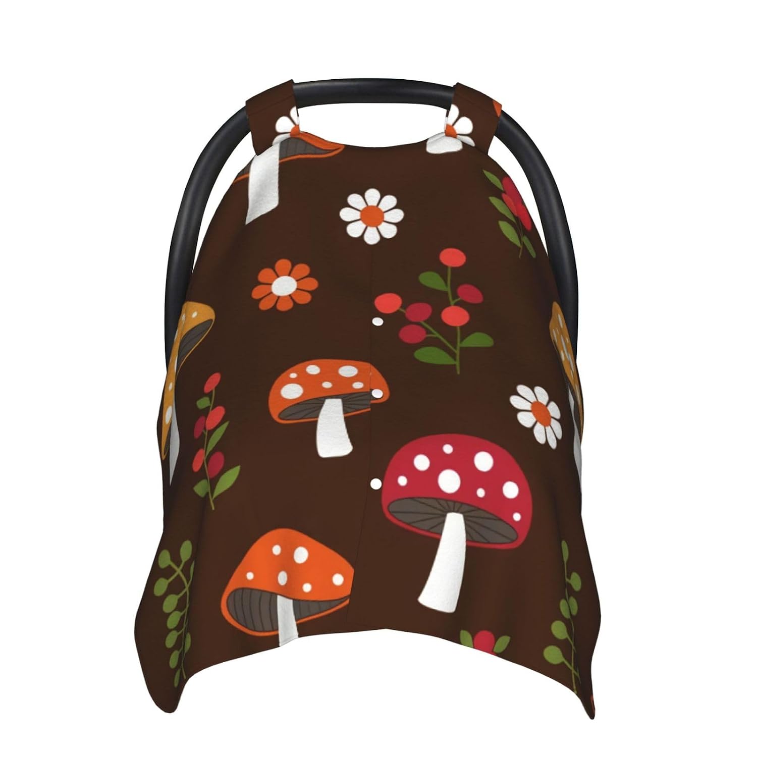 Mushroom Baby Car Seat Cover & Nursing Cover - Breathable Stretch Multi-Use Cover for Breastfeeding, Stroller Sunshade & Infant Carrier