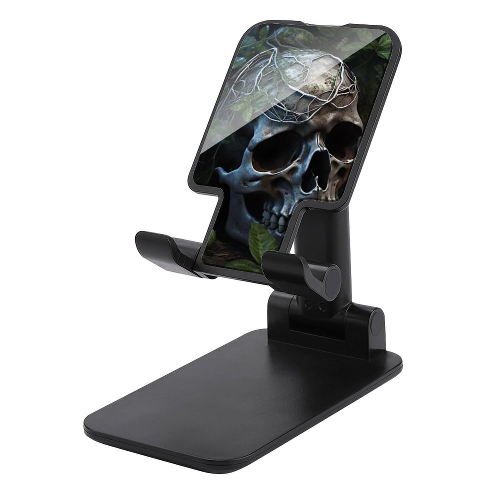 Support de téléphone portable de bureau feuilles vertes tête de mort réglable