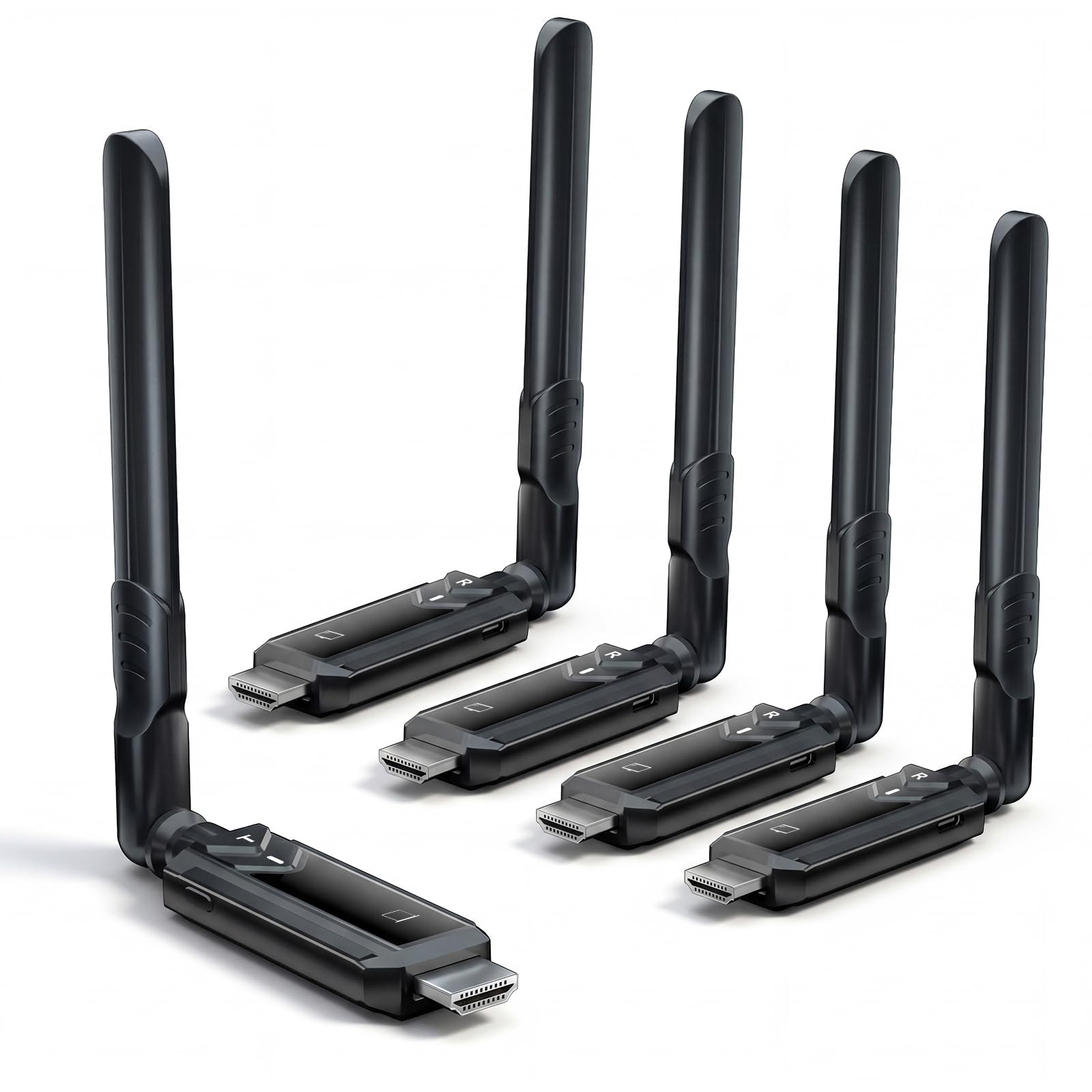 PWAYTEK Wireless HDMI Transmitter and Receiver Kit, 5GHz Long Range 1148ft (350m), Plug & Play 1080P Full HD,TX+RX (Expandable to 6 Screens), Compatible with Laptop/Camera/Projector/HDTV bright black