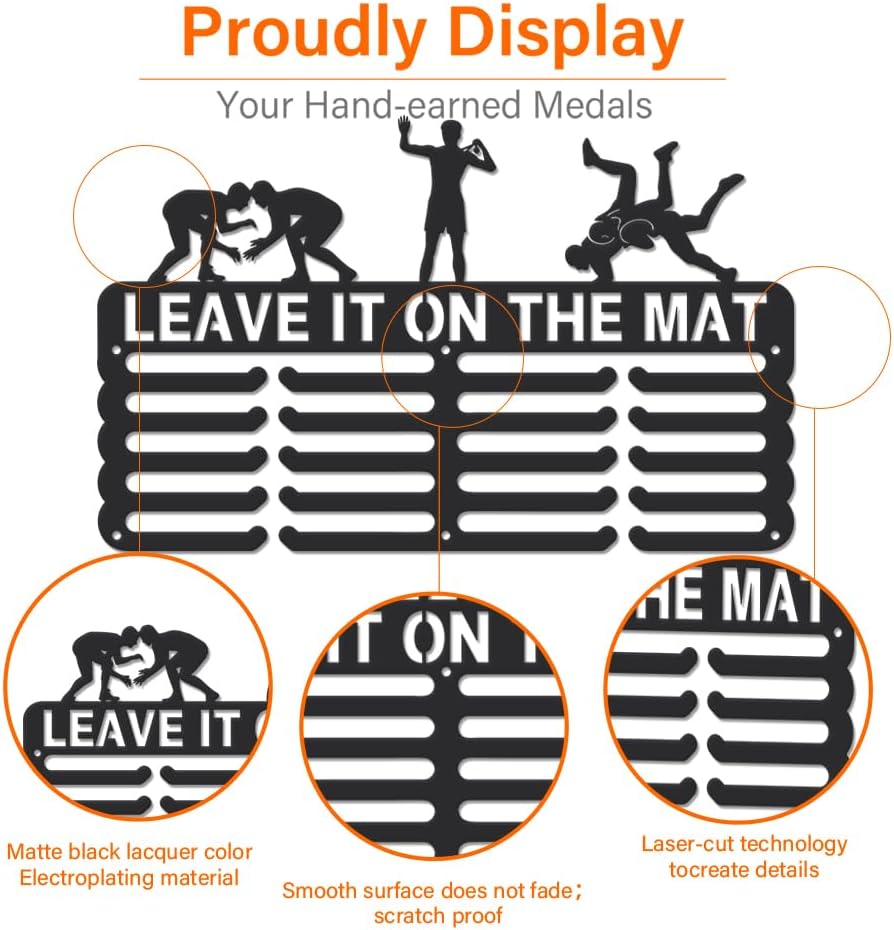 SUPERDANT Sports Medal Hanger Display Medal Holder Award Metal Medal Organizer Ribbon Display Holder Rack Wall Mounted Race Non-Slip Hooks for Athletes Gifts