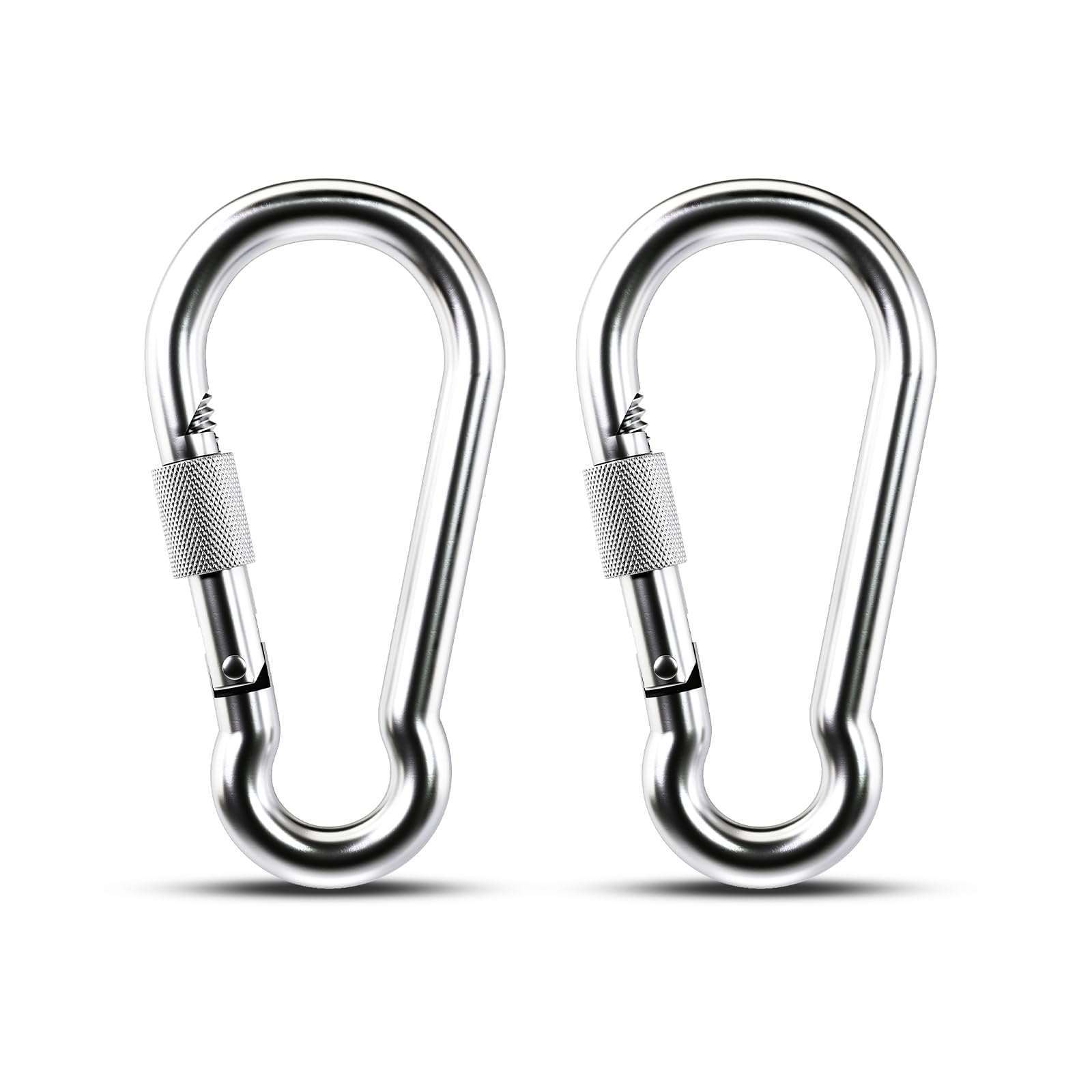 KINLINK 2 Pack Screw Locking Carabiner - 7.00 inch Heavy Duty Carabiner Clips, 304 Stainless Steel Large Caribiner for Camping, Swing, Hammock, Hiking
