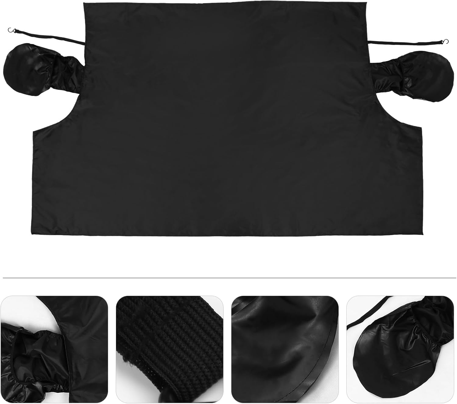 Car Snow Cover with Side Mirror Protectors, Black Windshield Ice Cover 215x155x135cm, Winter Frost Protector for Automotive Front Window and Windscreen