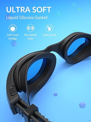 Miniatura 3 de Gafas de natación unisex para adultos, polarizadas, para hombres y mujeres, antivaho a prueba de fugas, visión clara bajo el agua Bk (polarizado -