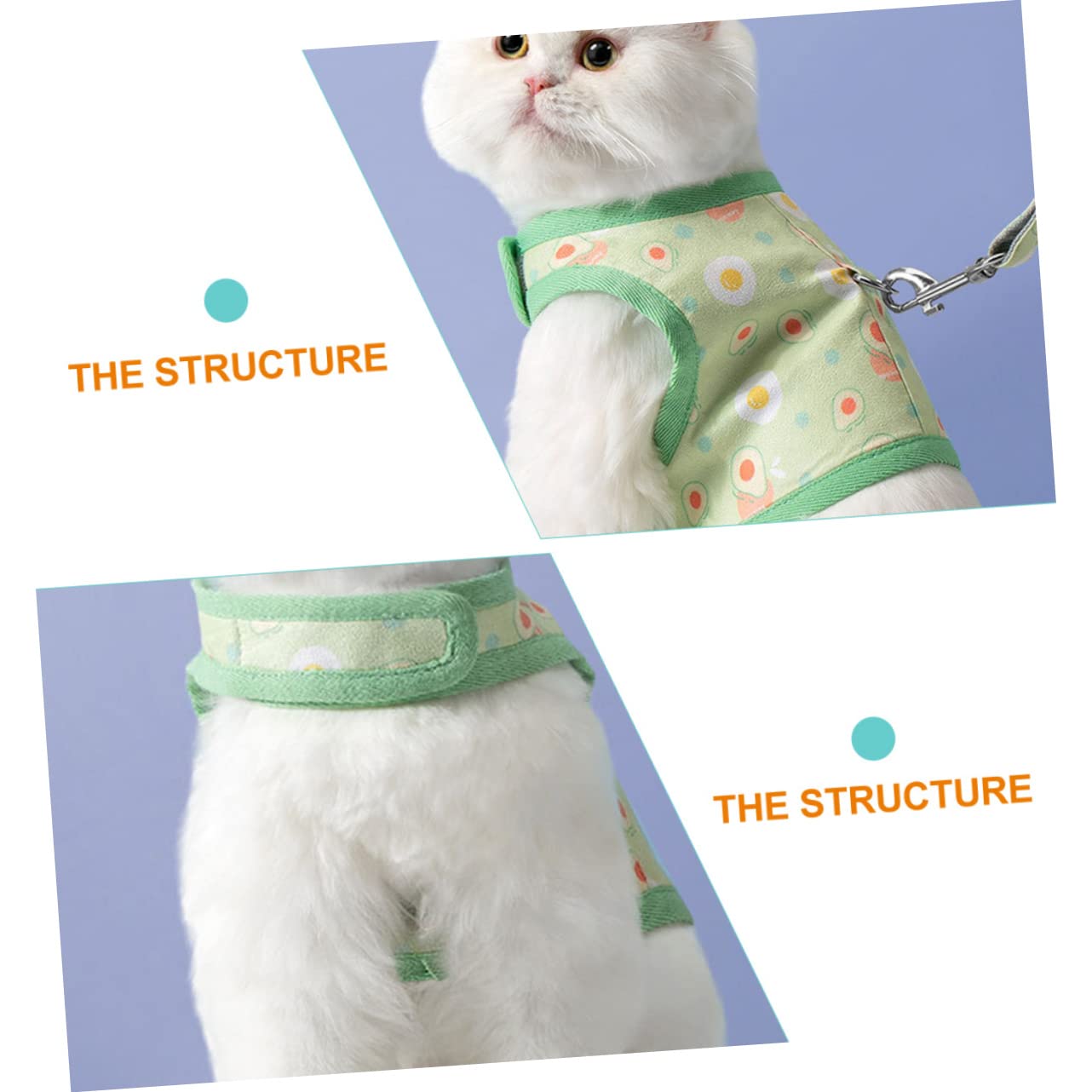 Happyyami 3juegos Arnés De Malla con Estampado De Aguacate para Gatos Ligero y Resistente para Paseos y Entrenamiento