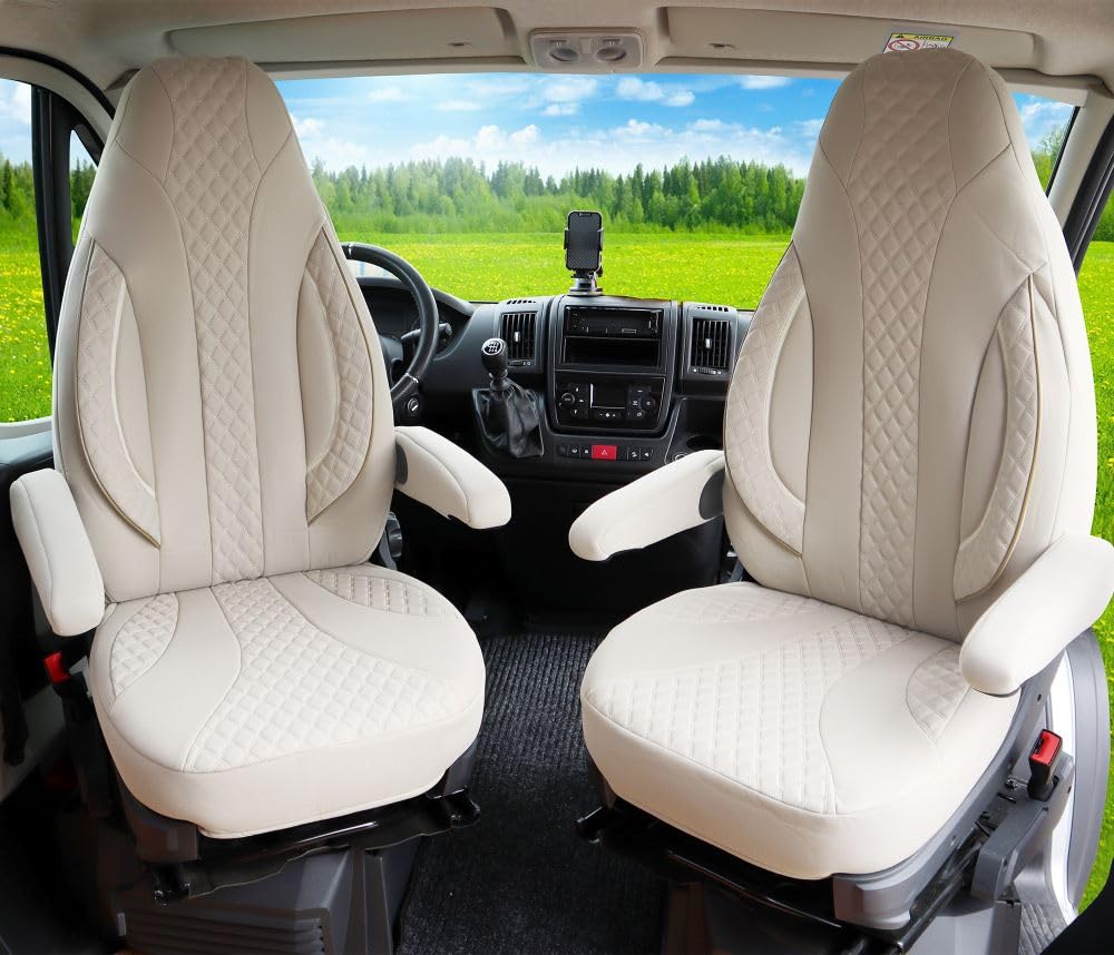 BREMER SITZBEZÜGE Coprisedili per camper compatibili con Fiat Ducato, Citroen Jumper Peugeot Boxer, colore beige | WPL405