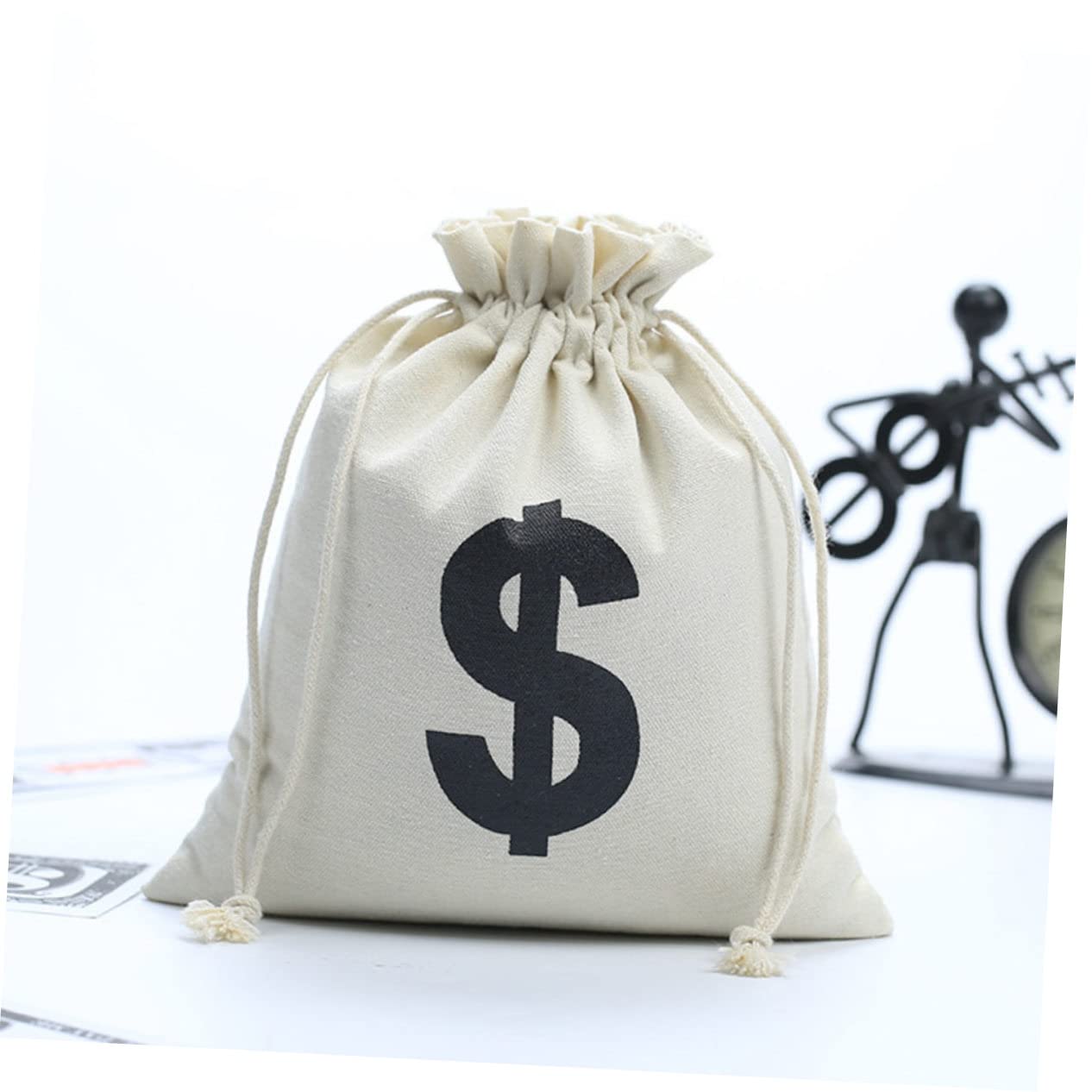 PERSELOSO Bolsas de Lona Cordón de Algodón Beige 10 Diseño de Letras Almacenamiento de Dulces y Snacks Bolsitas de Obsequio para Fiestas