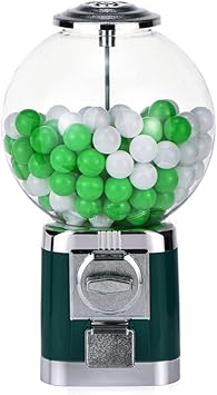 18in-Height Candy Gumball Vending Machine, 0.39-1.26in Gumball Automatic Machine, Toy Capsule Dispenser Machine for Game Stores and Retail Stores,Green