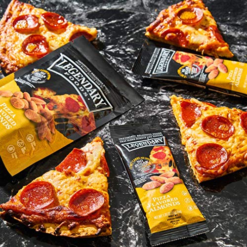 Legendary Foods Pizza Flavored Almonds | Keto Friendly Low-Carb Snacks | High Protein, Fat, Potassium & More | Ideal Gluten Free Snacks for Post-Workout or Keto Diet (1.25oz, Pack of 12)