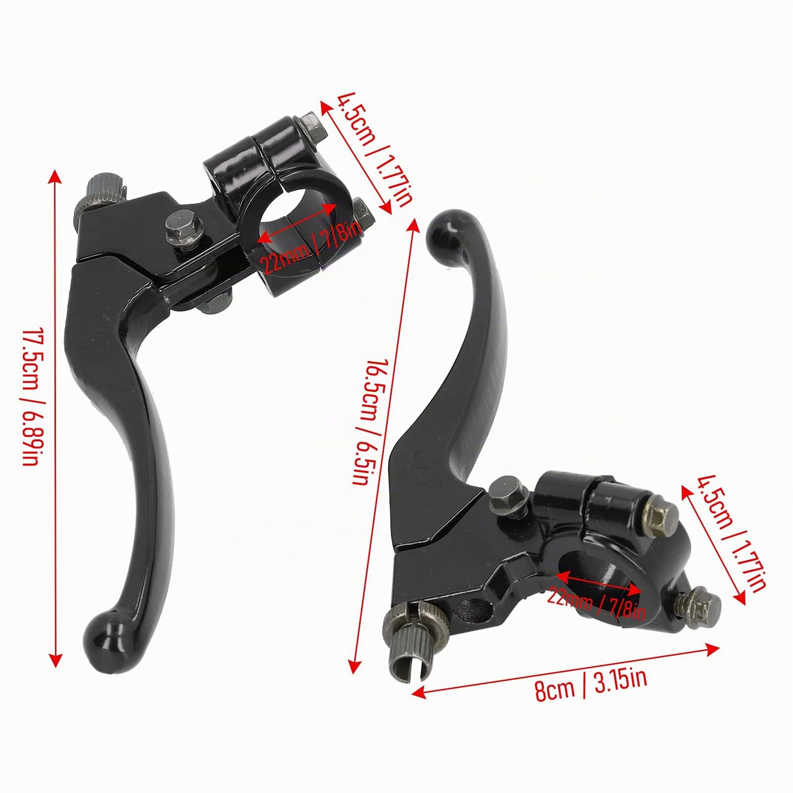 Levier d'embrayage, 7/8in Paire de poignées d'embrayage universelles pour Pit Bike Dirt Bike ATV Motocross Moto 7/8in 22mm Guidon