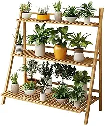 Estante de Madeira Pinus, 3 Prateleiras, 95 cm x 63 cm x 35 cm, Organizador para Plantas e Decoração