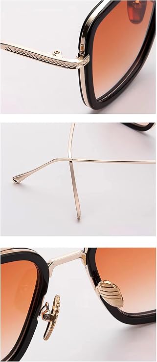 XFSRG Retro Pilotensonnenbrille – Quadratisches Design Mit Doppelbrücke Und UV400-Schutz, Schwarz, Für Damen Und Herren