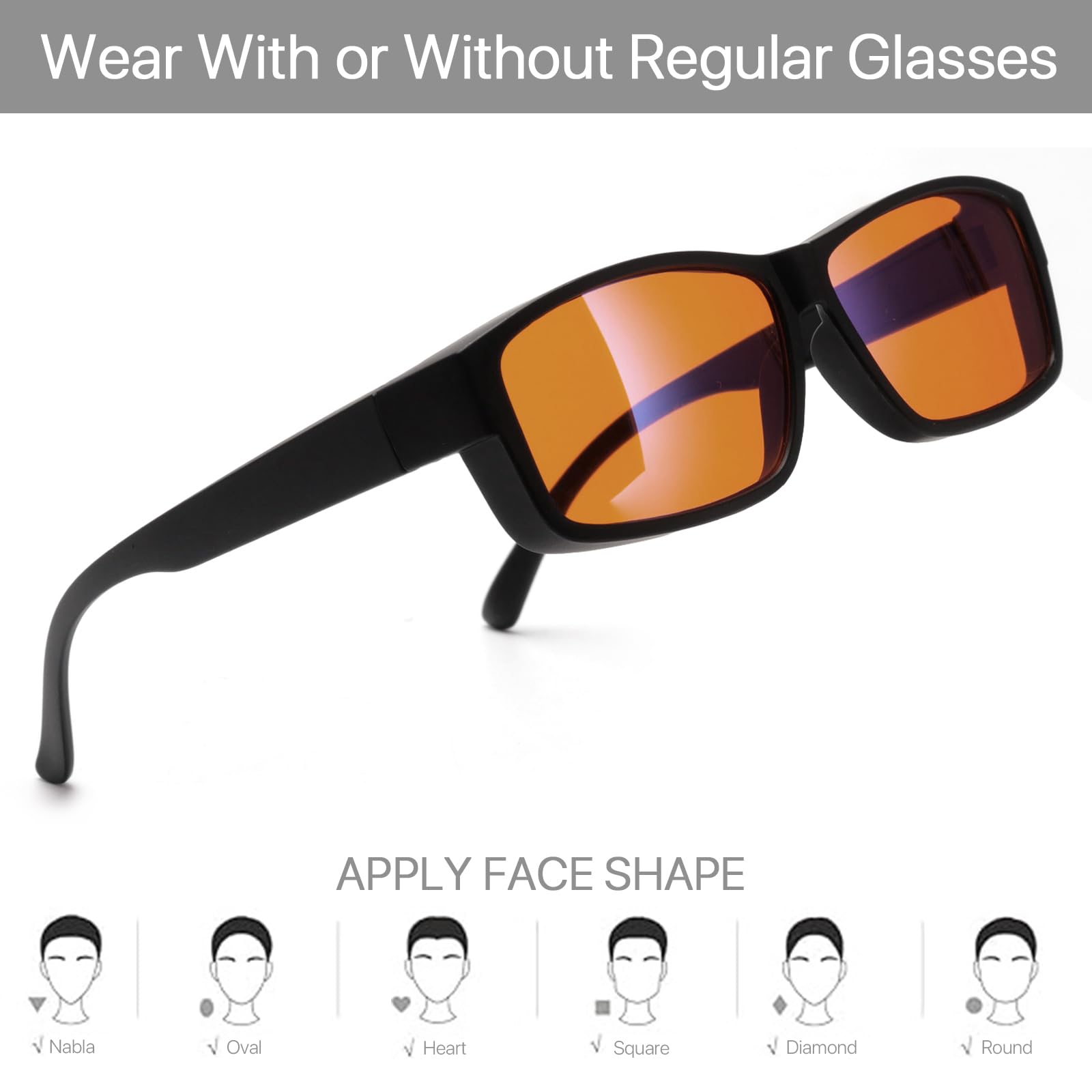 VANANA Blue Light Block Glasses, Fit Over Gaming Glasses, Wear With or Without Regular Glasses - Image 2