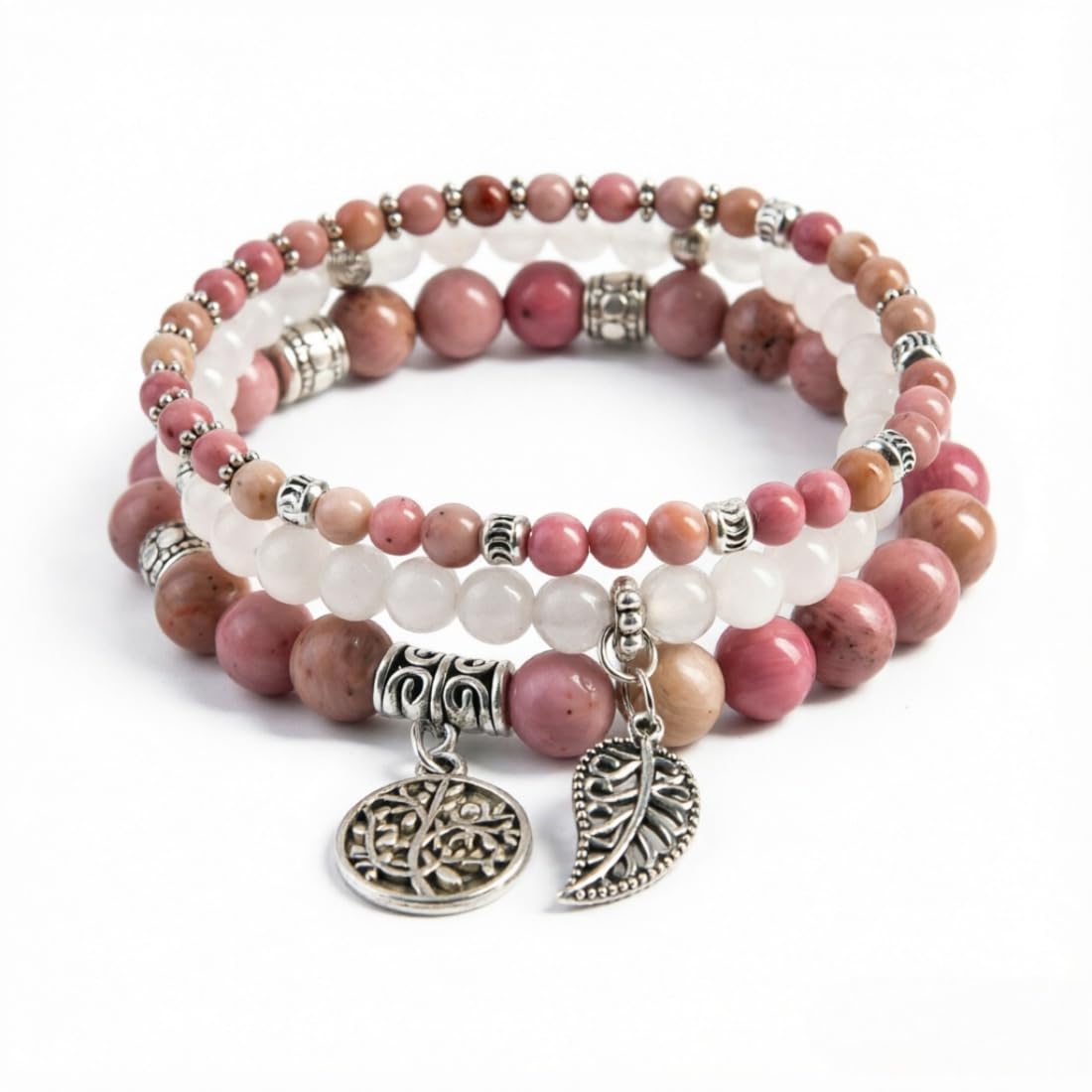 YGLINE Tree of Life Yoga Healing Stone Bracelets,Multilayer Lotus Chakra Stone Reiki Bracelet Sets,Anxiety Crystal Natural Stone,for Women Stress Relief
