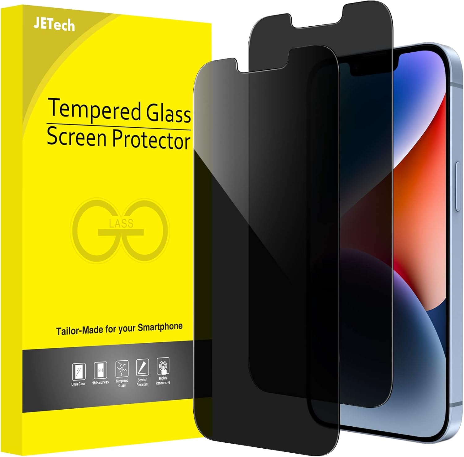 JETech Privacy Screen Protector for iPhone 14 Plus 6.7-Inch, Anti Spy Tempered Glass Film, 2-Pack JETech Privacy Screen Protector for iPhone 14 Plus 6.7-Inch, Anti Spy Tempered Glass Film, 2-Pack