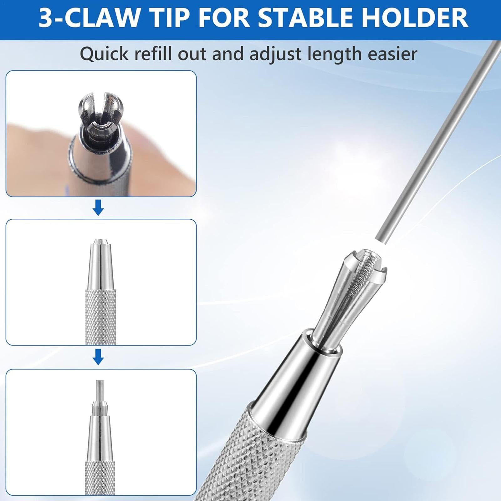 Welders - Lápiz mecánico de carpintero, marcador de metal de 2 mm con 12 recambios redondos plateados, sacapuntas integrado, herramienta de ajuste de tuberías para acero, construcción