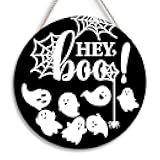 Pigort Pigort Halloween Decor Front Door Halloween Outdoor Decorations Pumpkin Boo Halloween Door Sign Wall Sign Plaque for Halloween Party halloween Wreath (A)