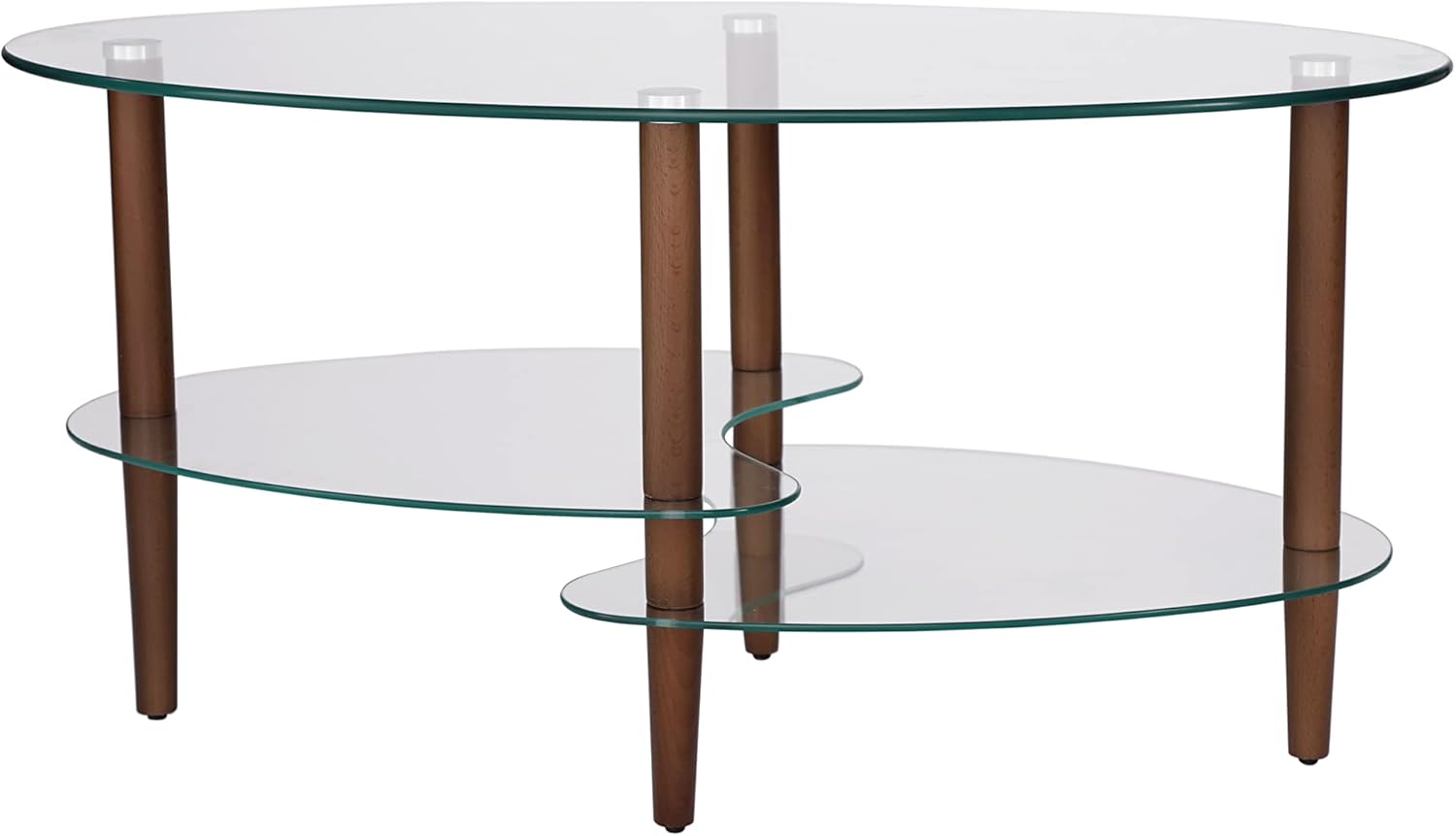 IANIYA Clear Coffee Table，Glass Living Room Table，Glass Coffee Tables for Living Room，Oval Tea Table for Living Room (Clear Tempered Glass)