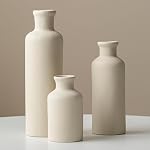 Modern Ceramic Vase Set of 3, Neutral Colors, Decorative Bottles for Home, Farmhouse Rustic Decor (Green Mix)